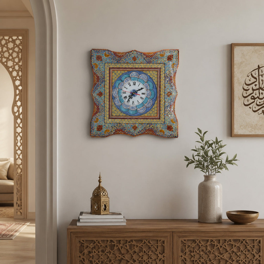 Handmade Hatem-Inlaid Wooden Wall Clock – WAAH149