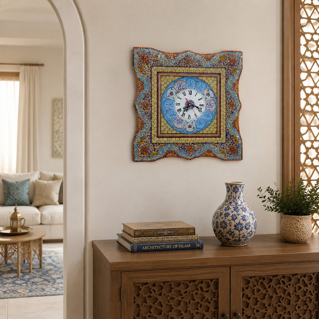 Handmade Hatem-Inlaid Wooden Wall Clock – WAAH150