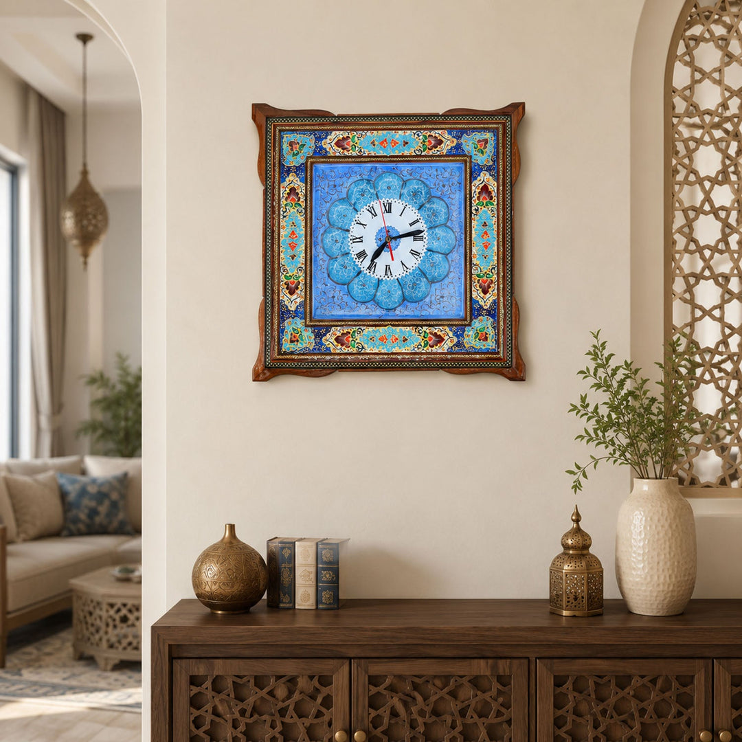 Handmade Hatem-Inlaid Wooden Wall Clock – WAAH151