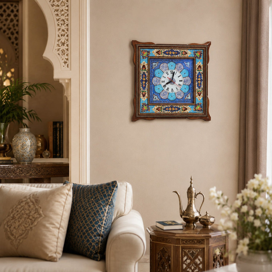 Handmade Hatem-Inlaid Wooden Wall Clock – WAAH152