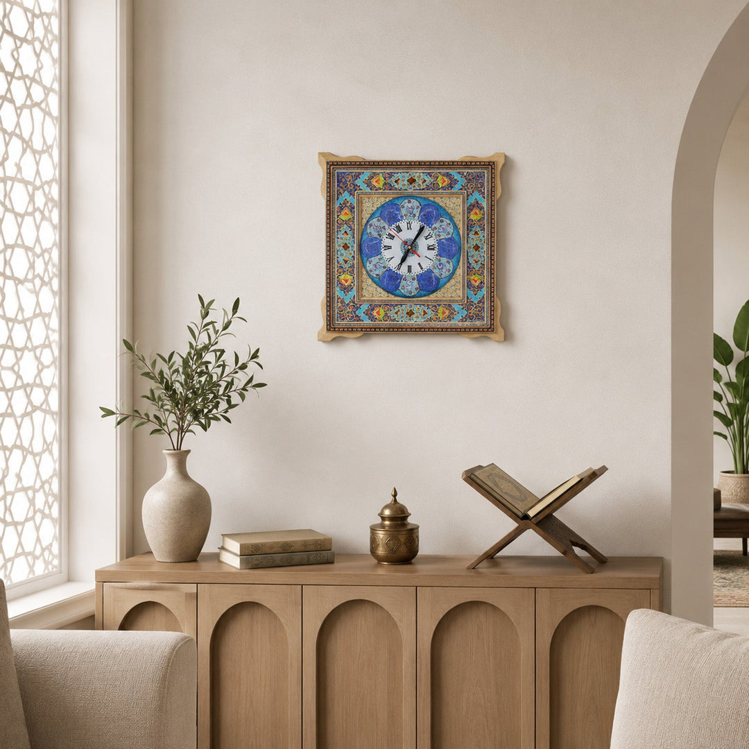 Handmade Hatem-Inlaid Wooden Wall Clock – WAAH153