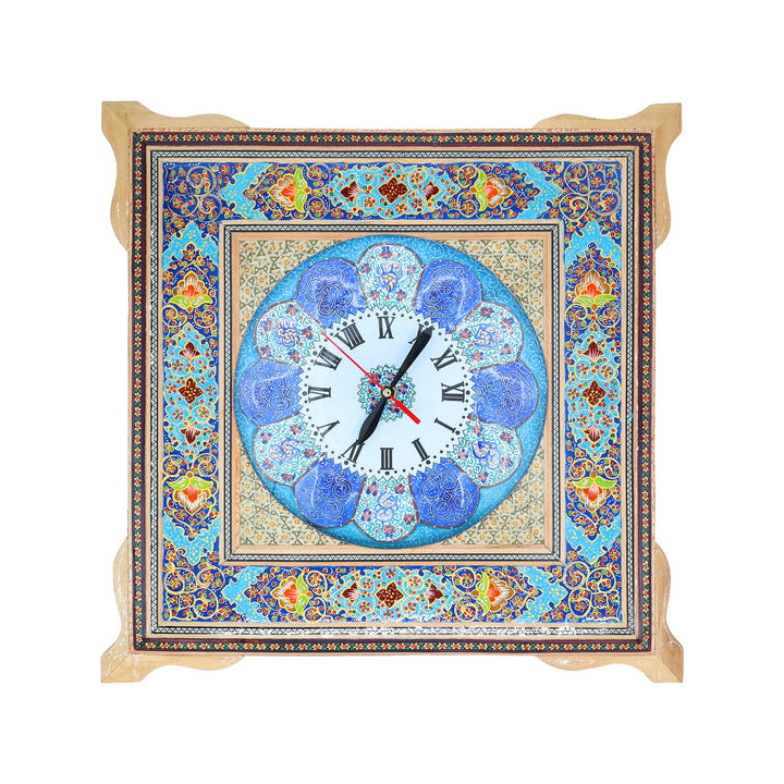 Handmade Hatem-Inlaid Wooden Wall Clock – WAAH153
