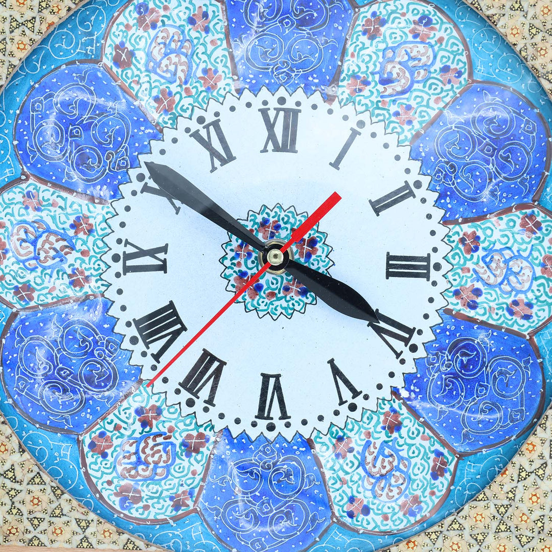 Handmade Hatem-Inlaid Wooden Wall Clock – WAAH153