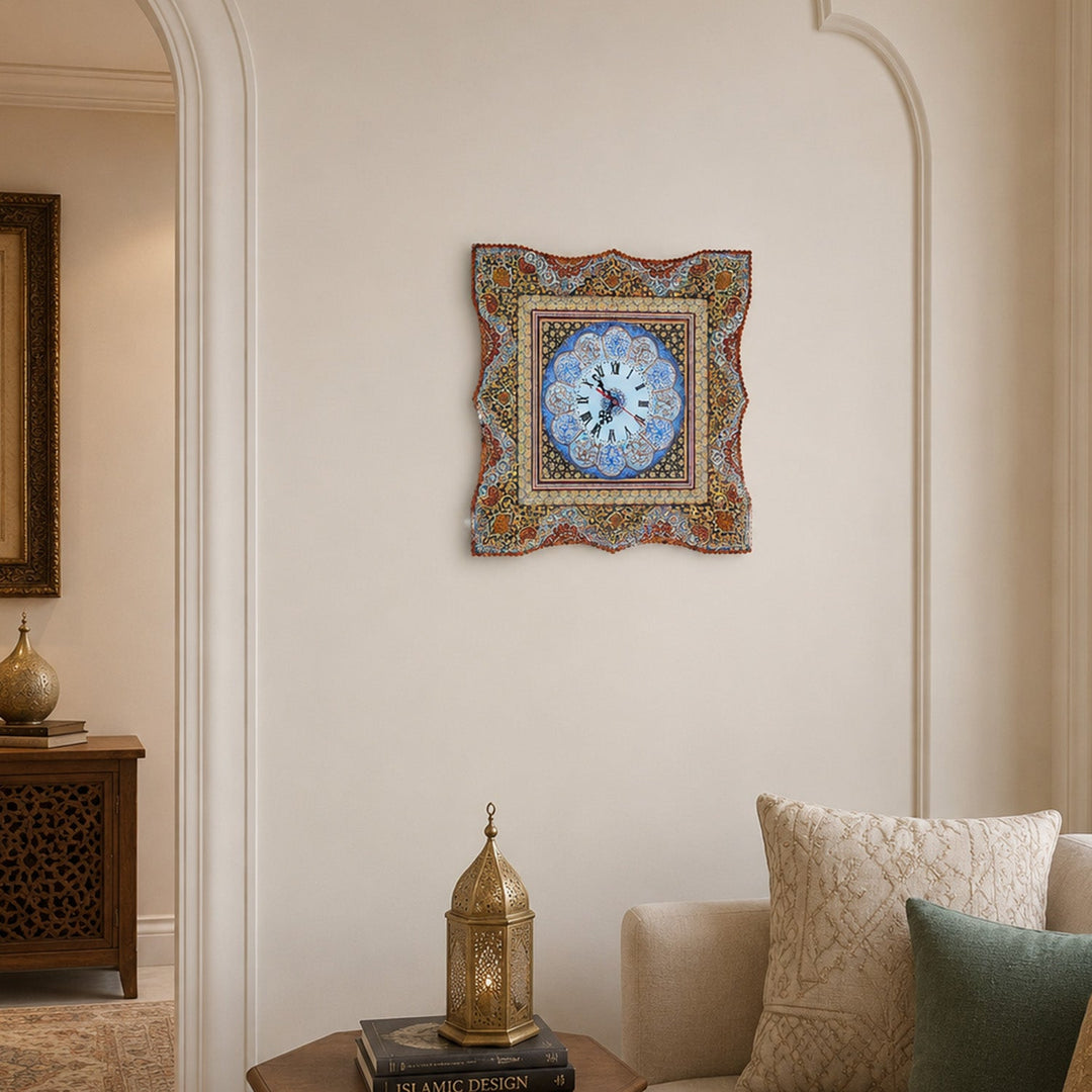 Handmade Hatem-Inlaid Wooden Wall Clock – WAAH154