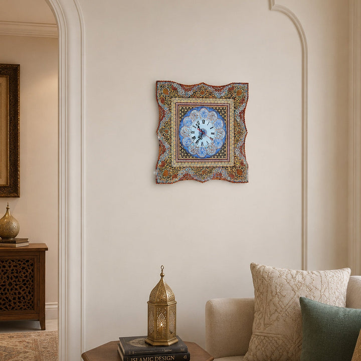 Handmade Hatem-Inlaid Wooden Wall Clock – WAAH154