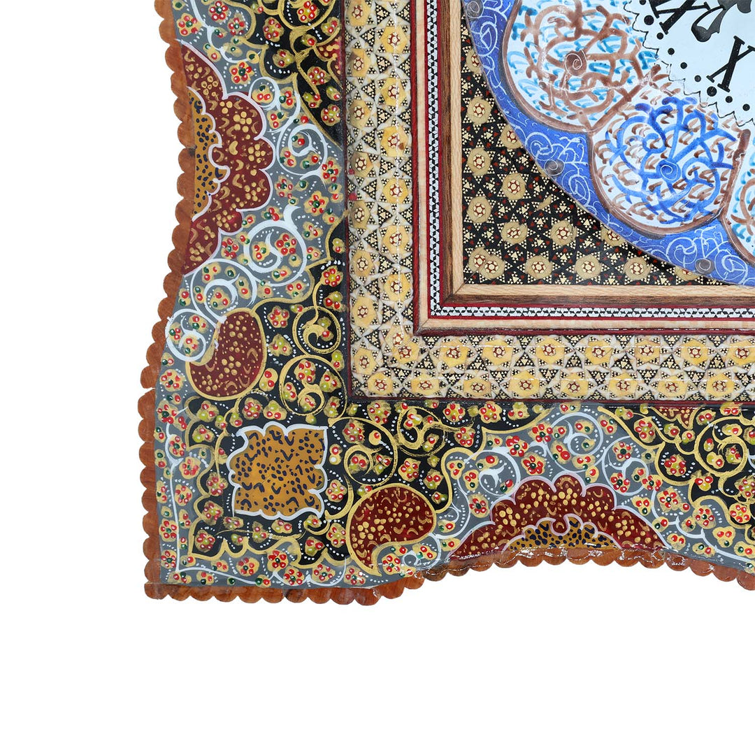 Handmade Hatem-Inlaid Wooden Wall Clock – WAAH154