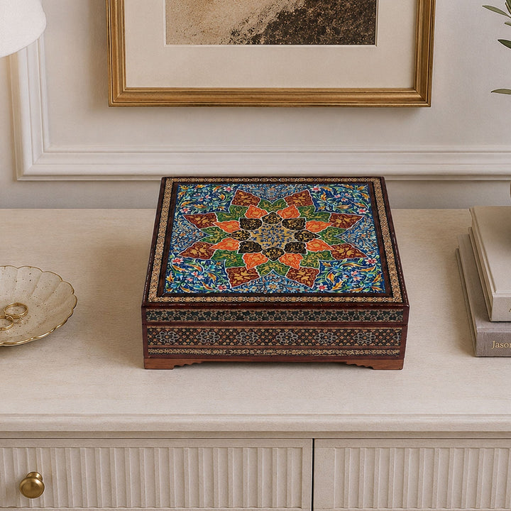 Handmade Hatem-Inlaid Wooden Decorative Box – WAAH158