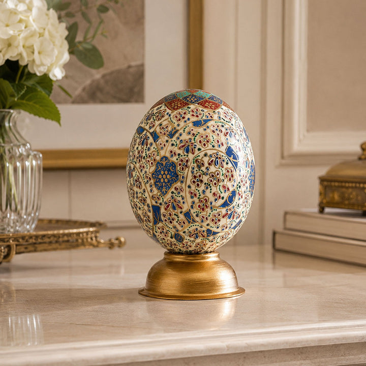 Hand-Embellished Natural Ostrich Egg Ornament – WAAH161