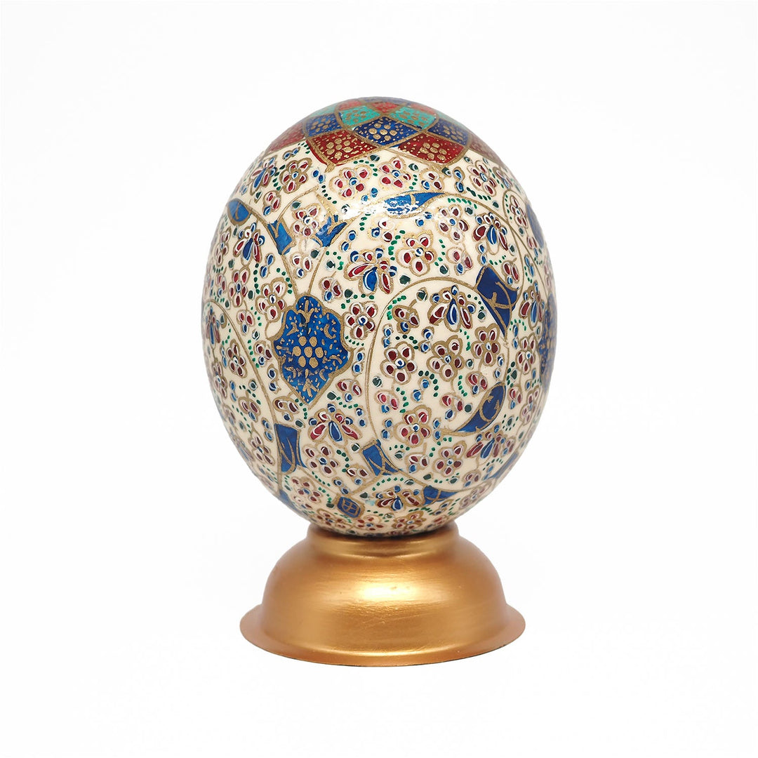 Hand-Embellished Natural Ostrich Egg Ornament – WAAH161