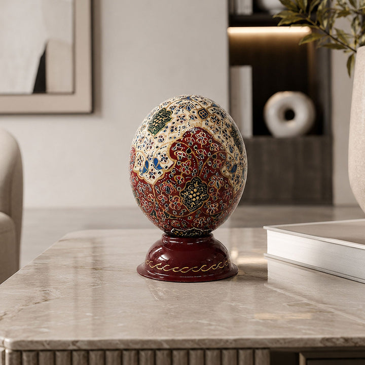 Hand-Embellished Natural Ostrich Egg Ornament – WAAH163