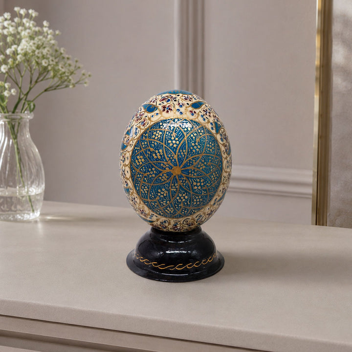 Hand-Embellished Natural Ostrich Egg Ornament – WAAH165