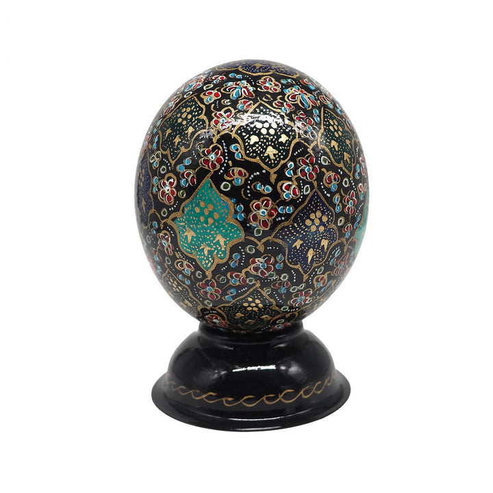 Hand-Embellished Natural Ostrich Egg Ornament – WAAH166