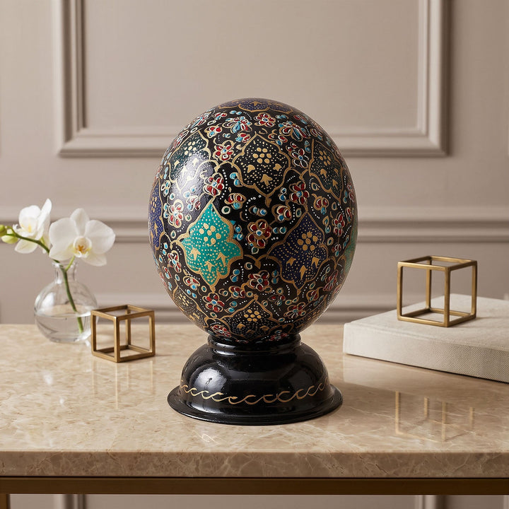 Hand-Embellished Natural Ostrich Egg Ornament – WAAH166