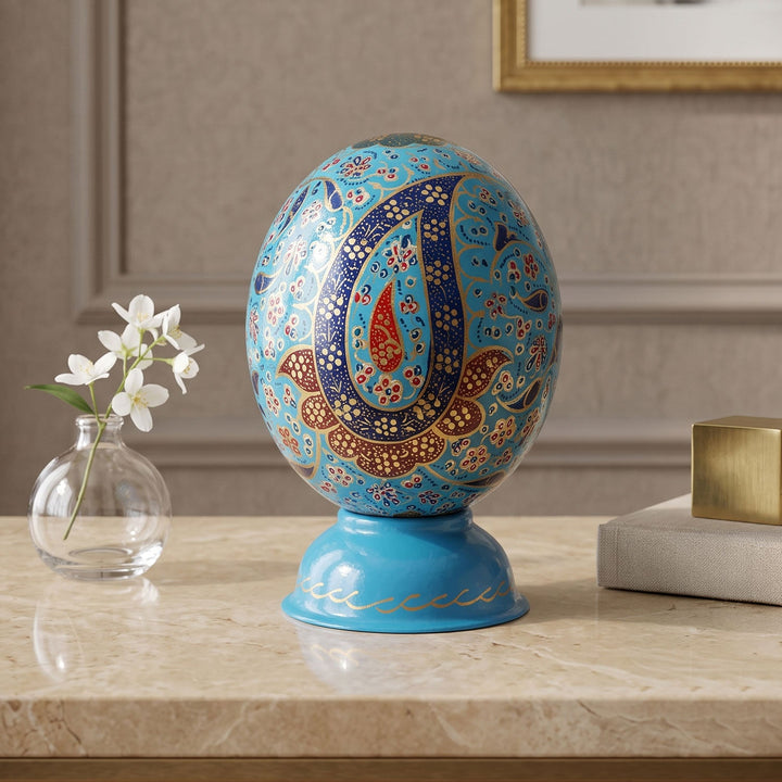 Hand-Embellished Natural Ostrich Egg Ornament – WAAH167