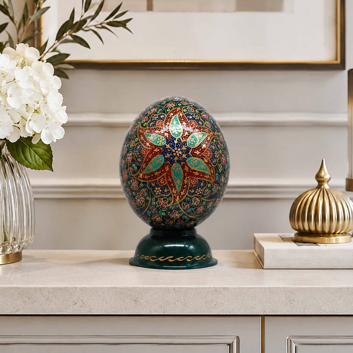 Hand-Embellished Natural Ostrich Egg Ornament – WAAH171