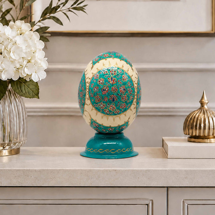Hand-Embellished Natural Ostrich Egg Ornament – WAAH173