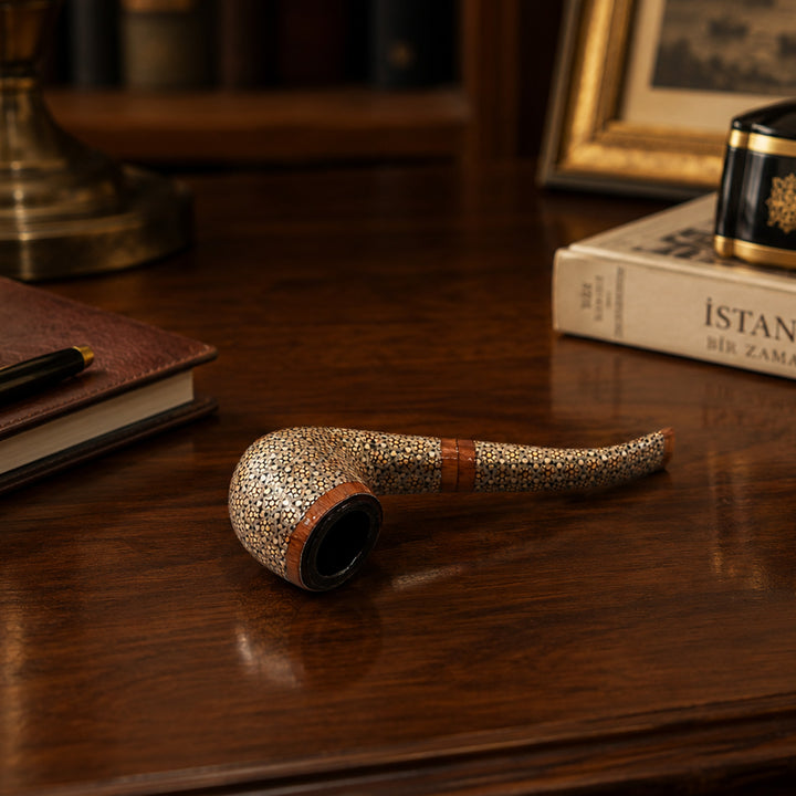Handmade Hatem-Inlaid Wooden Smoking Pipe – WAAH175
