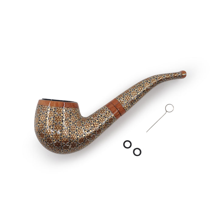 Handmade Hatem-Inlaid Wooden Smoking Pipe – WAAH175
