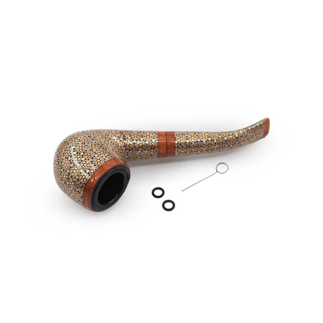 Handmade Hatem-Inlaid Wooden Smoking Pipe – WAAH175