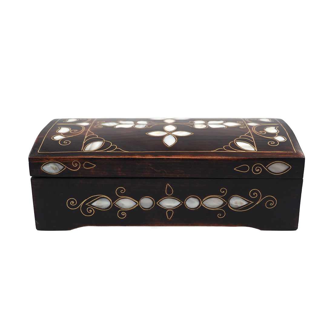 Floral Motif | Handcrafted Mother-of-Pearl &amp; Copper Wire Inlaid Wooden Box – WAAH189