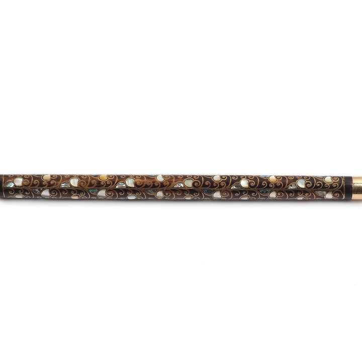 Handcrafted Wooden Walking Cane with Mother-of-Pearl and Copper Wire Inlay, Spherical Handle - WAAH240
