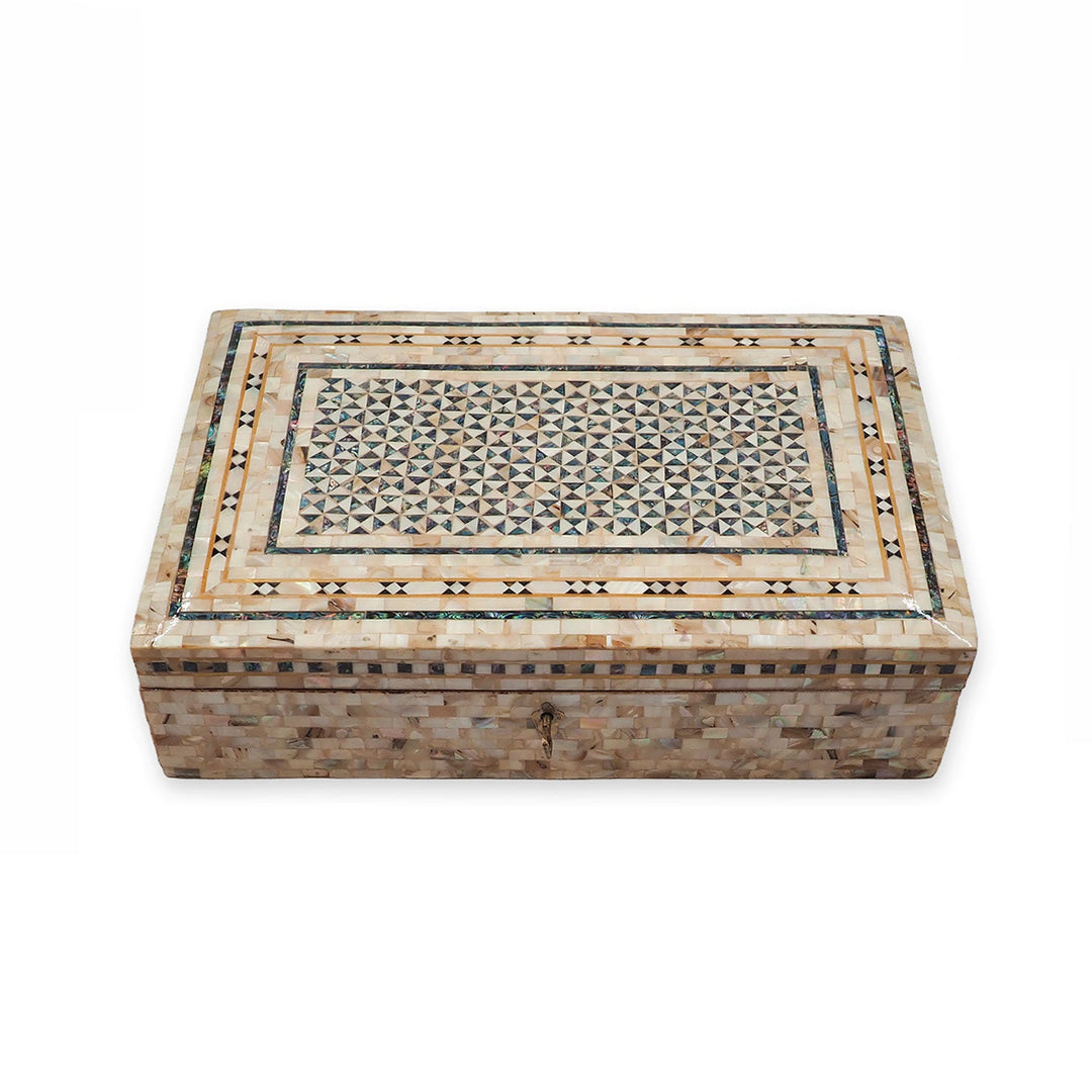 Handcrafted  Mother-of-Pearl Mosaic and Abalone Inlaid Wooden Box - WAAH250