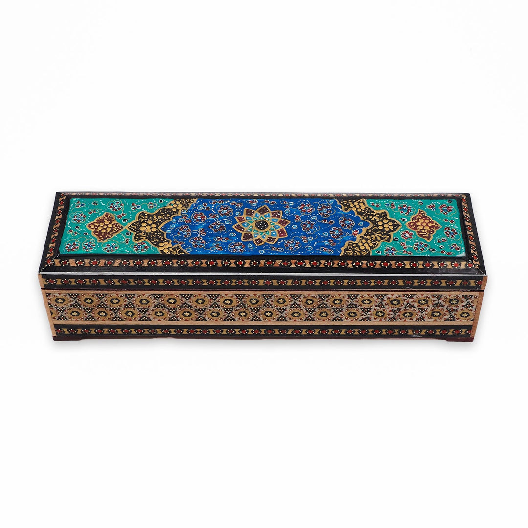 Traditional Motif | Handcrafted Hatem-Inlaid Wooden Box - WAAH386