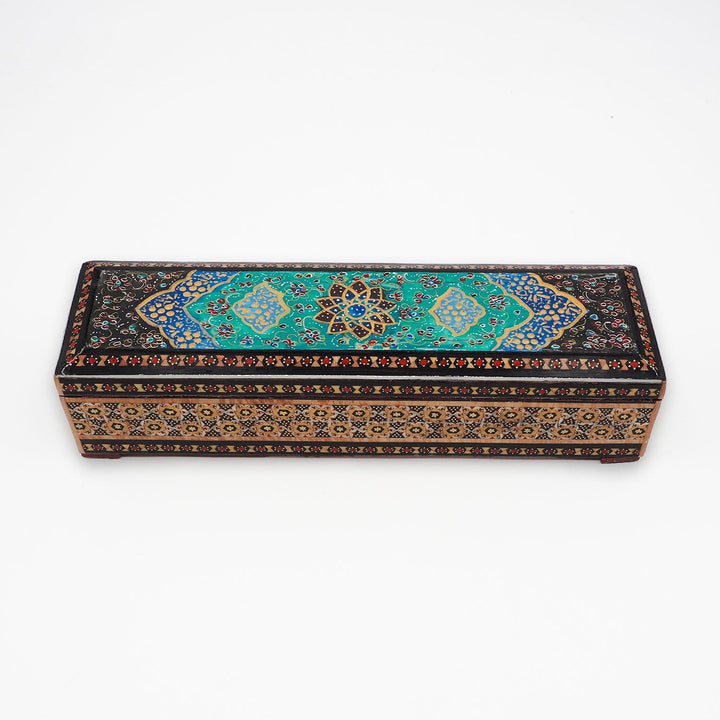 Traditional Motif | Handcrafted Hatem-Inlaid Wooden Box - WAAH394