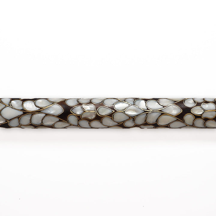 Handcrafted Wooden Walking Cane with Mother-of-Pearl and Copper Wire Inlay - WAAH477