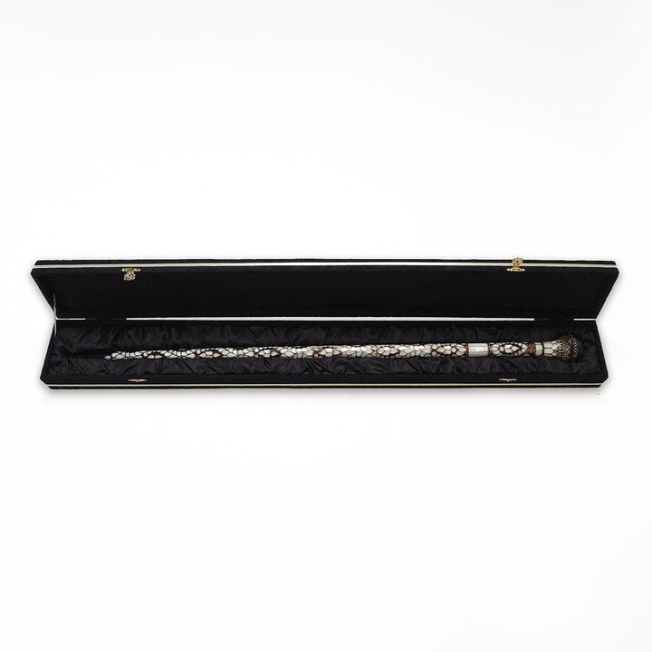 Handcrafted Wooden Walking Cane with Mother-of-Pearl and Copper Wire Inlay - WAAH480