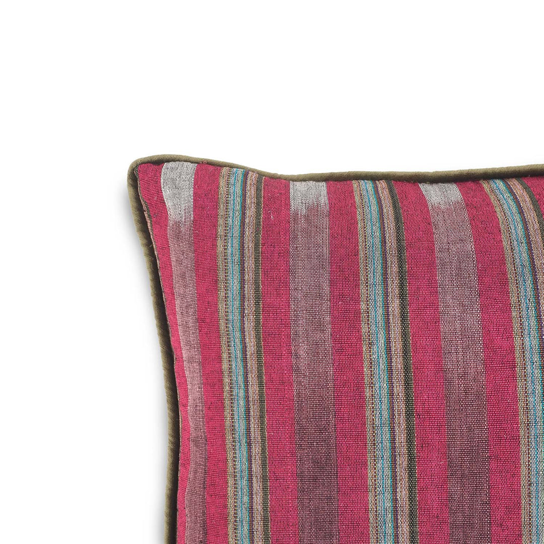 Fuchsia &amp; Purple Striped Silk Kutnu Rectangular Cushion Cover – WAK002