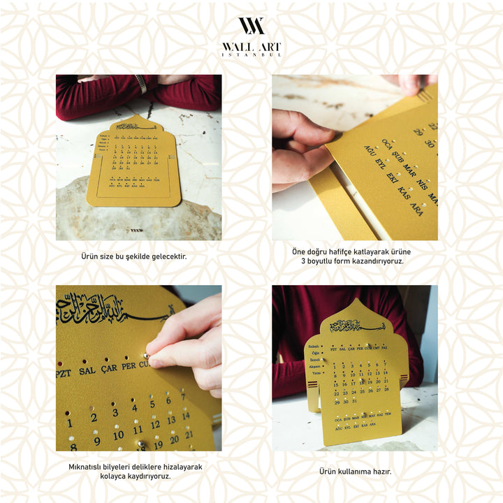 Prayer Time Metal Islamic Desk Calendar (Turkish) - WAMH201