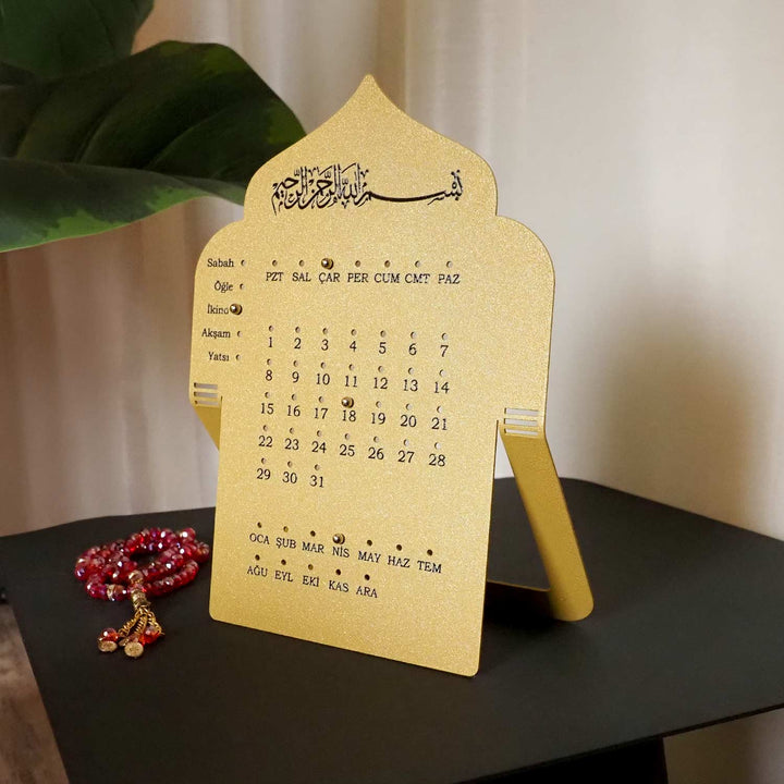 Prayer Time Metal Islamic Desk Calendar (Turkish) - WAMH201