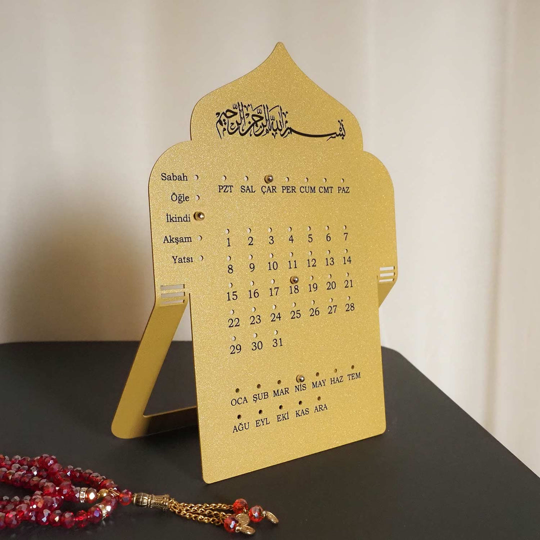 Prayer Time Metal Islamic Desk Calendar (Turkish) - WAMH201