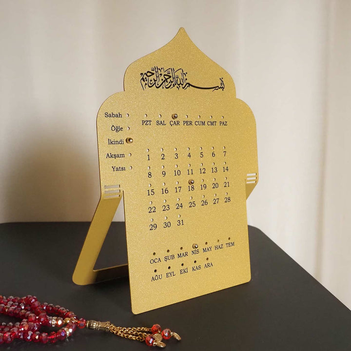 Prayer Time Metal Islamic Desk Calendar (Turkish) - WAMH201