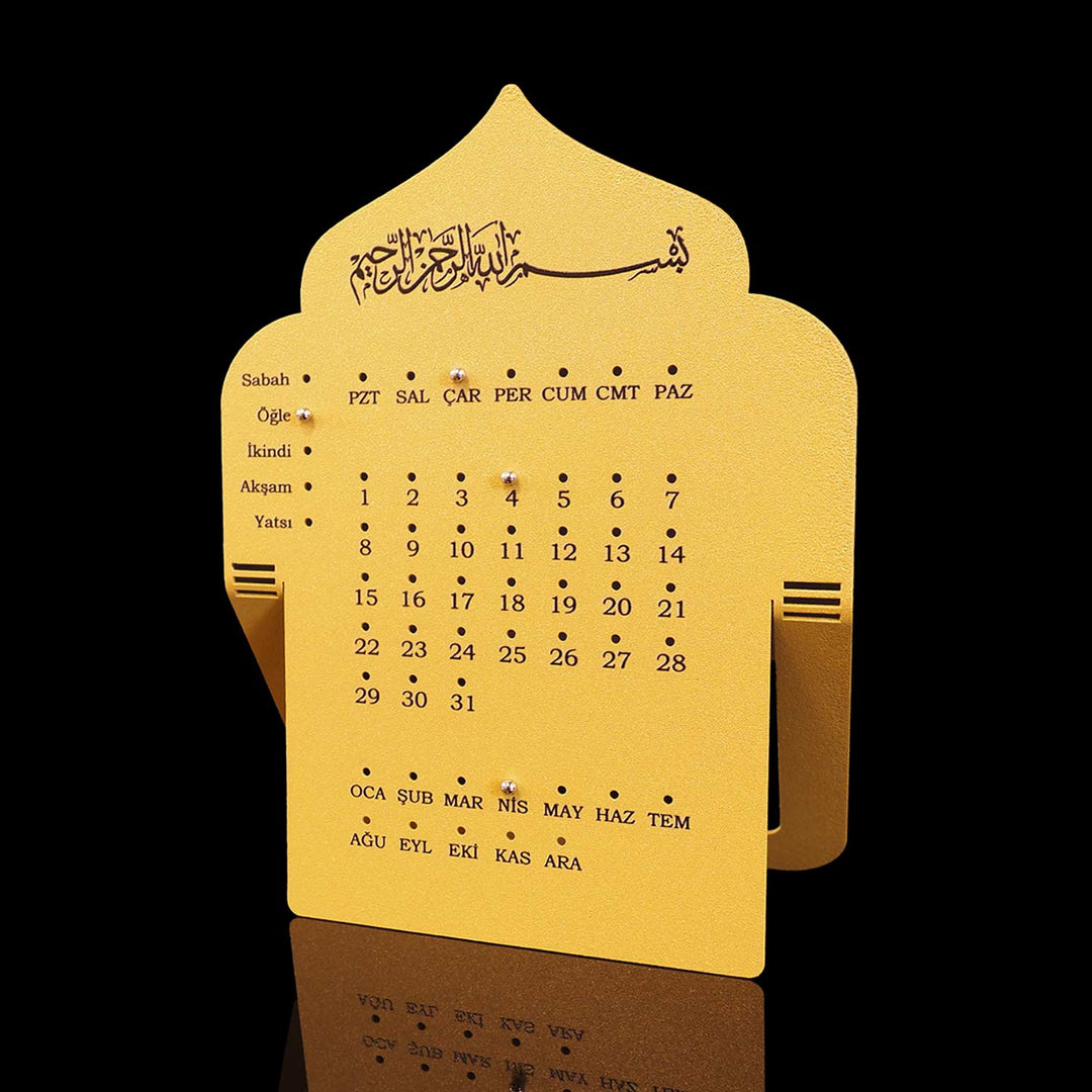 Prayer Time Metal Islamic Desk Calendar (Turkish) - WAMH201