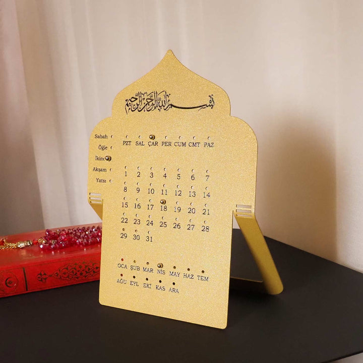 Prayer Time Metal Islamic Desk Calendar (Turkish) - WAMH201