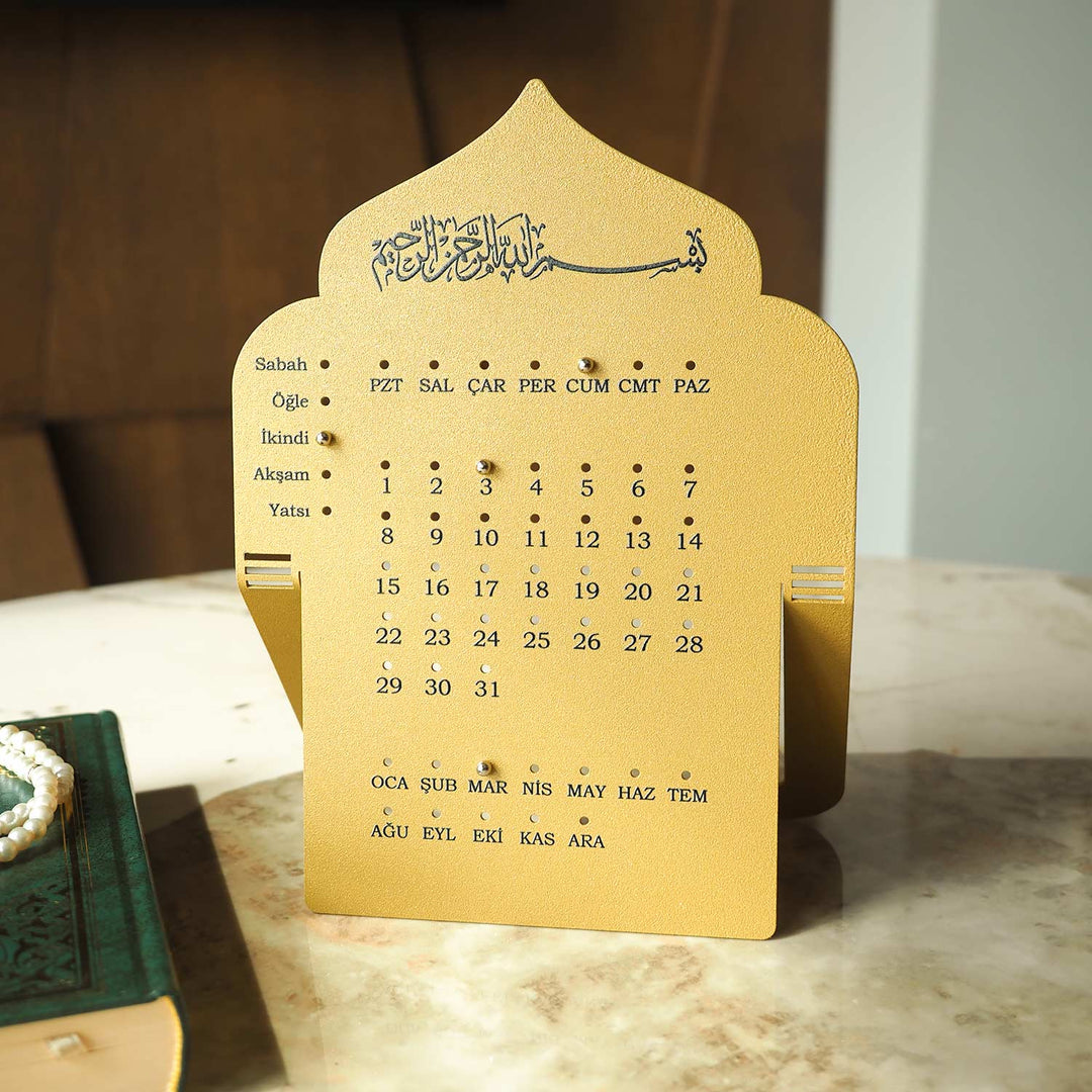 Prayer Time Metal Islamic Desk Calendar (Turkish) - WAMH201