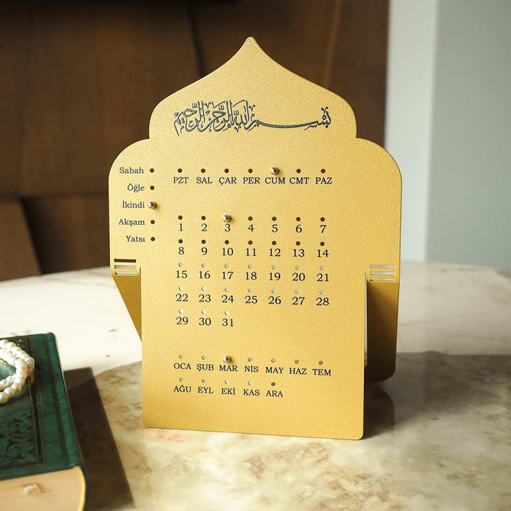 Prayer Time Metal Islamic Desk Calendar (Turkish) - WAMH201