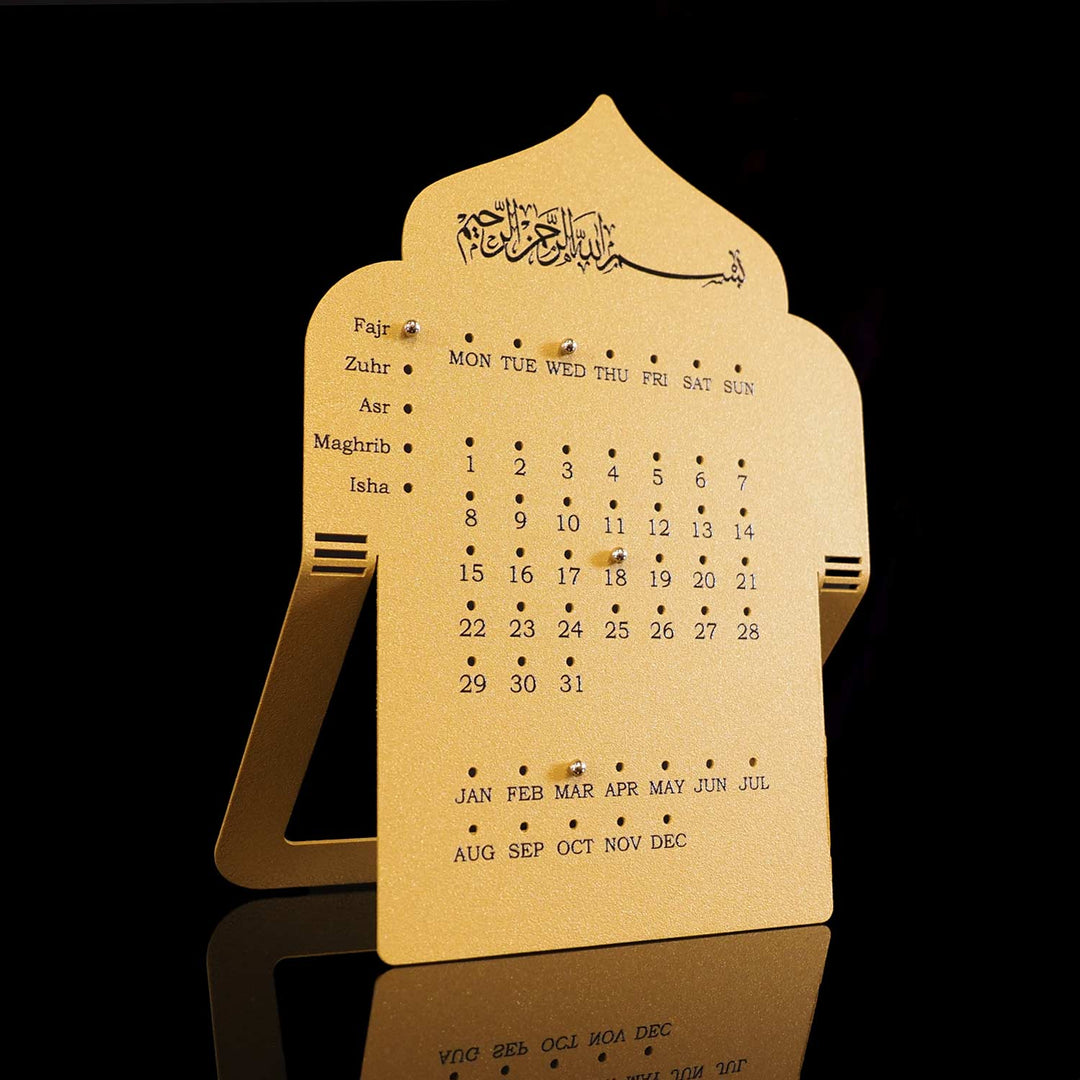 Prayer Time Metal Islamic Desk Calendar - WAMH206