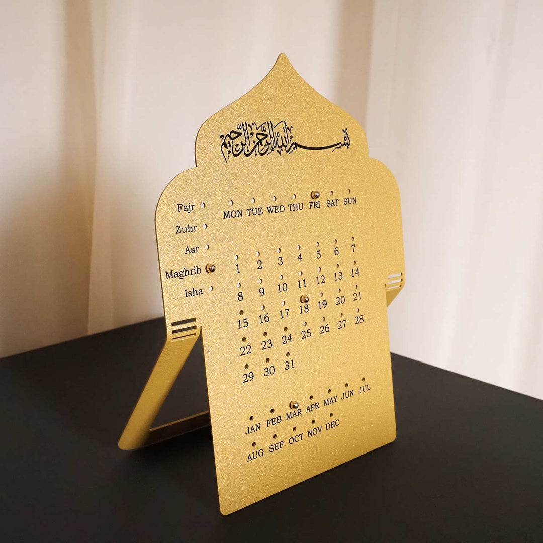 Prayer Time Metal Islamic Desk Calendar - WAMH206