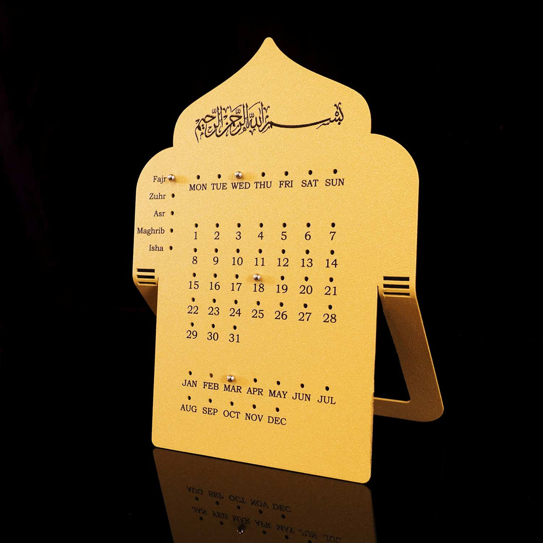 Prayer Time Metal Islamic Desk Calendar - WAMH206