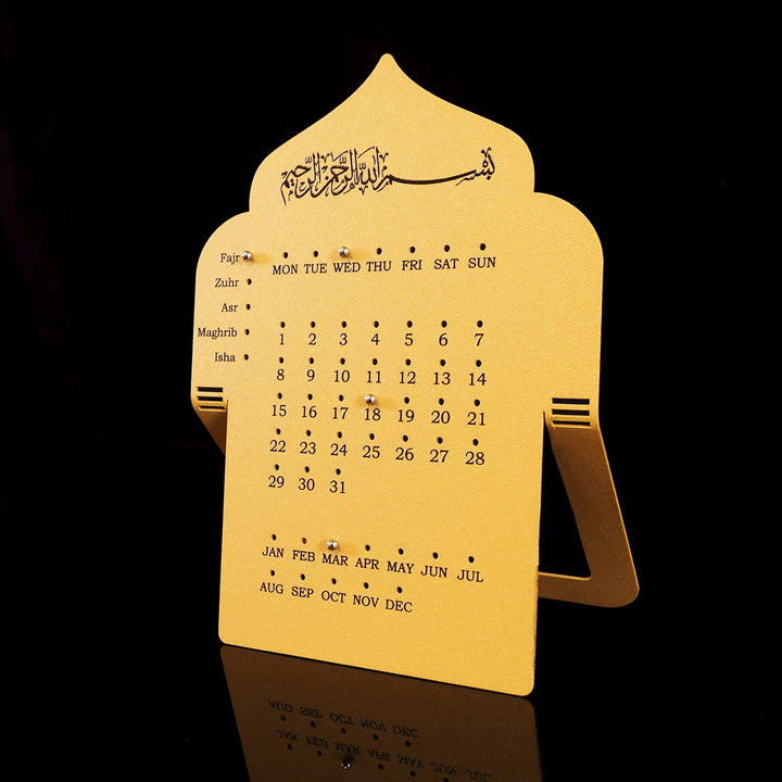 Prayer Time Metal Islamic Desk Calendar - WAMH206