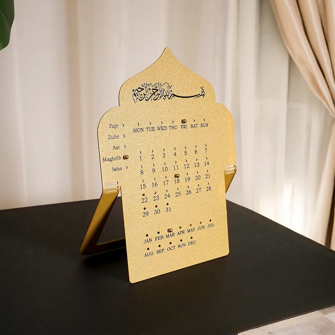 Prayer Time Metal Islamic Desk Calendar - WAMH206