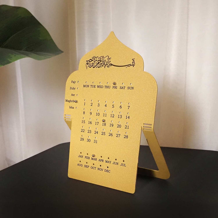 Prayer Time Metal Islamic Desk Calendar - WAMH206
