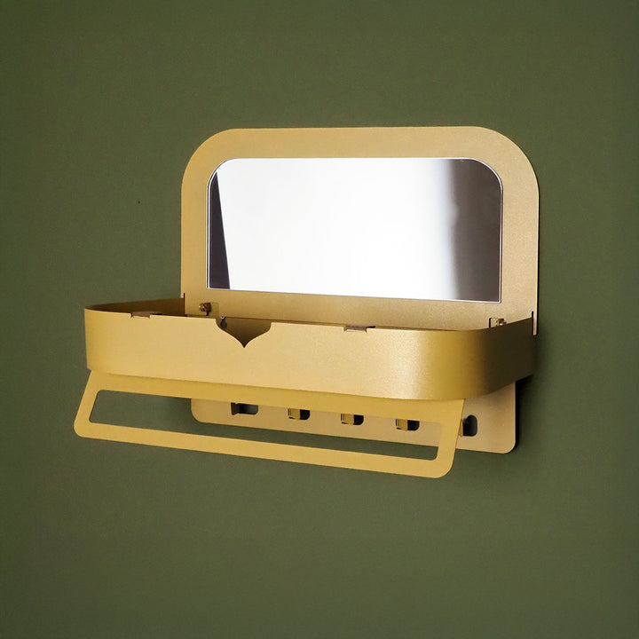 Sefa Metal Organizer Wall Shelf with Mirror - WAMH209