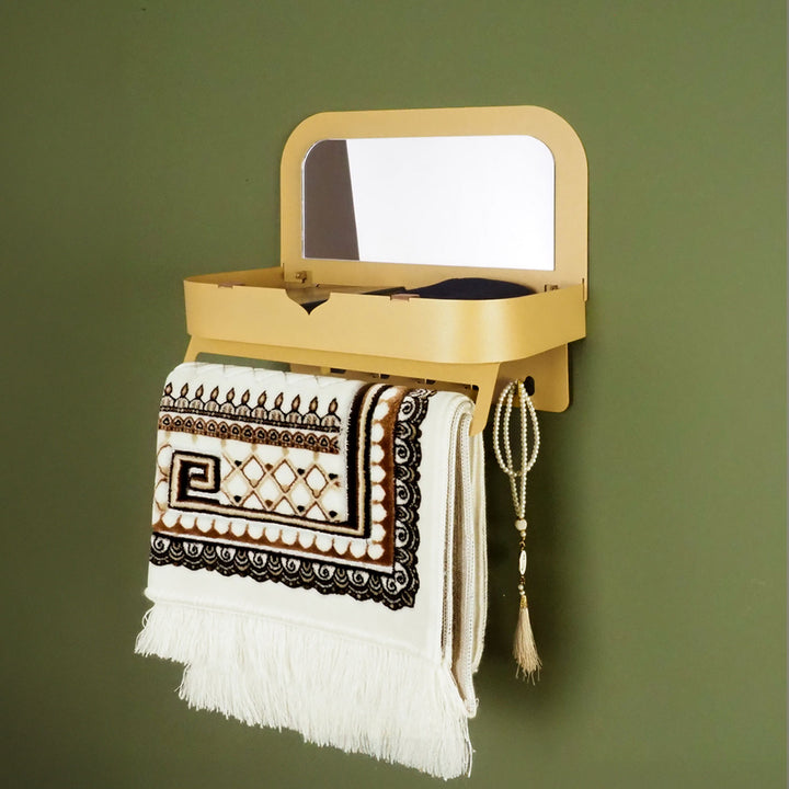 Sefa Metal Organizer Wall Shelf with Mirror - WAMH209