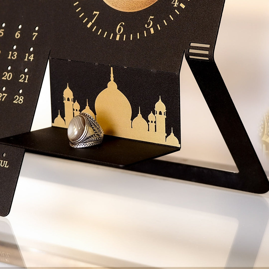 Happy Ramadan Kareem Written Metal Ramadan Calendar and Clock - WAMH217
