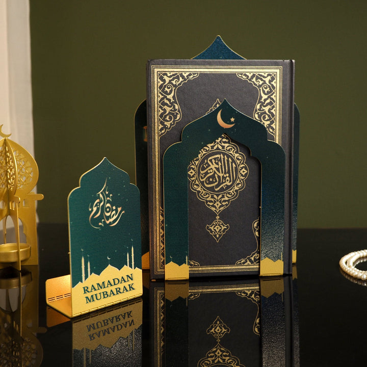 Ramadan Mubarak Written Metal Candleholder and Quran Holder - WAMH222