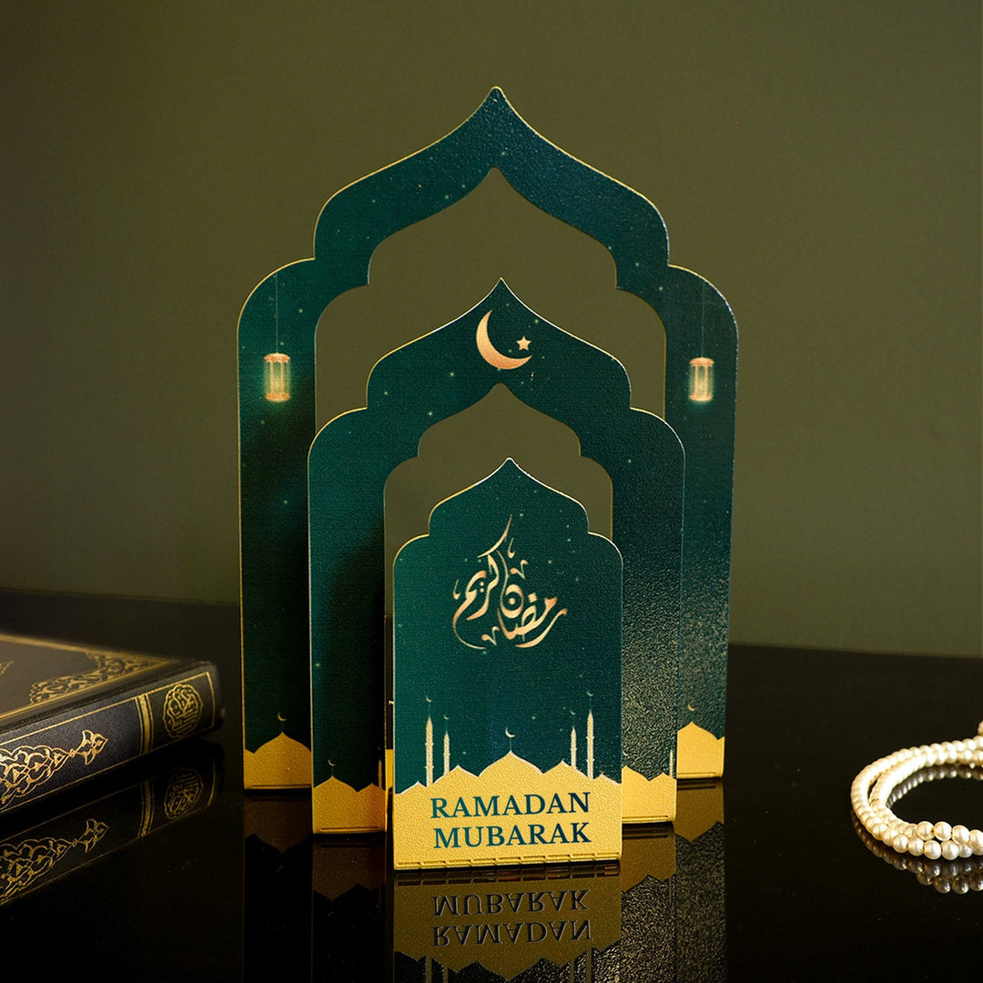 Ramadan Mubarak Written Metal Candleholder and Quran Holder - WAMH222